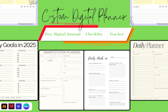 design custom digital planner, journal, etsy journal, planner workbooks