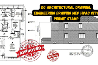 do architectural drawing, engineering drawing mep hvac city permit stamp