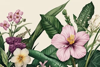 draw botanical and flower one line art illustration