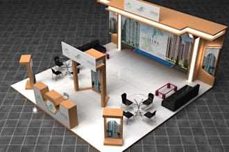 design stunning 3d exhibition booths, kiosk and stall