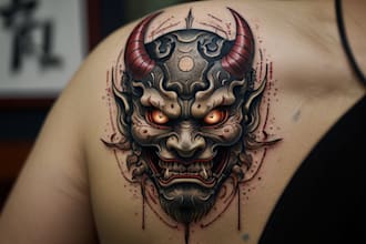 design a japanese hannya mask tattoo for you