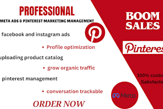 do meta ads campaign, pinterest pin, ads, marketing and management for shopify