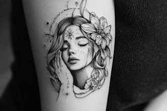 create unique custom tattoo any tattoo design, tattoo artist