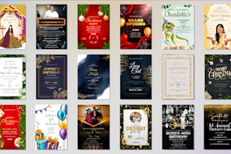 design wedding invitation, birthday card and greeting card within 24 hours