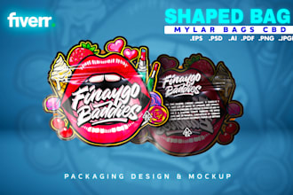 design die cut, custom shaped weed, cannabis mylar bag or pouch