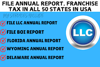 file llc annual report for US llc in florida, wyoming, delaware franchise tax