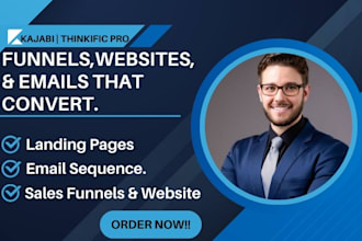 design kajabi thinkific website sales funnel email sequences kajabi landing page