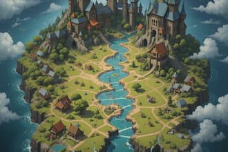 make fantasy map illustration for dnd, novels and games