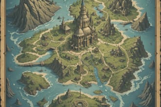 make fantasy map illustration for dnd, novels and games