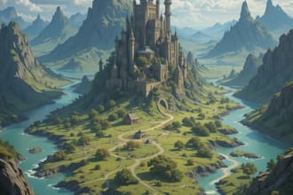 make fantasy map illustration for dnd, novels and games
