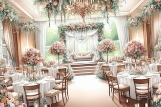illustrate your wedding venue in watercolor realistically
