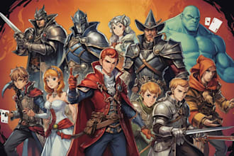 draw characters, card game, illustration artwork for you