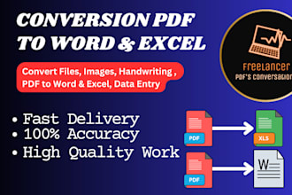 convert PDF to word or excel, image to excel, data entry
