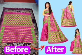 ecommerce saree model photoshoot digitally