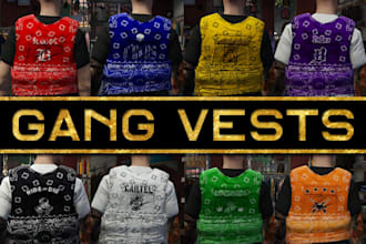 create fivem gang vest ,fivem armor ,fivem gang clothing ,ped clothing pack