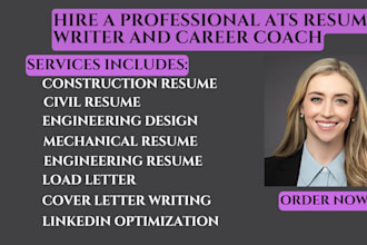 write and design resume, CV for civil, mechanical, construction engineers roles