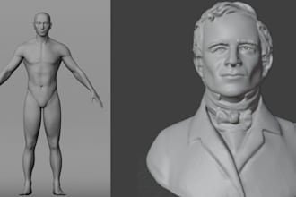 do realistic 3d  head, full body model and bust