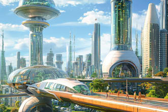 do science fiction city dnd and fantasy art illustration
