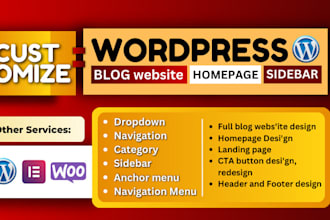 customize fix design a wordpress blog homepage header and sidebar with elementor