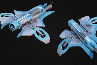 create 3d hard surface model spaceship model hard surface character model