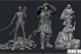 sculpt 3d character models for 3d printing and 3d  rendering