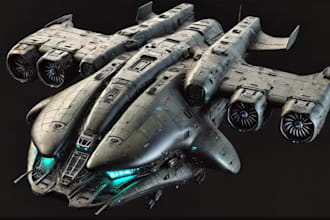 create 3d spaceship model armored aircraft, military tank hard surface  3d print