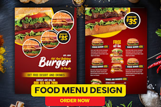 do eye catching restaurant food menu design and food price list