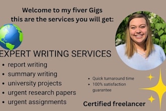 write professional research summaries, reports and university projects for you