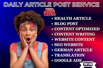 write article  publish daily blog post website content promotion