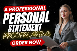edit and proofread any personal statement, purpose statement, admission essay