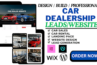 design a professional car dealership website car rental car sales lead website