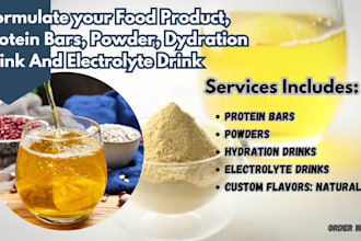 formulate food product protein bars powder hydration drink and electrolyte drink