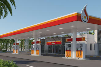 innovative 3d gas station, mall renderings refinery warehouse commercial space