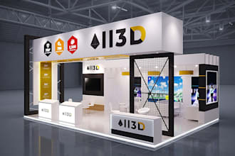 do professional 3d exhibition booth, trade booth, stand booth, kiosk design