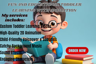 create 2d  toddler animation, learning videos for kids