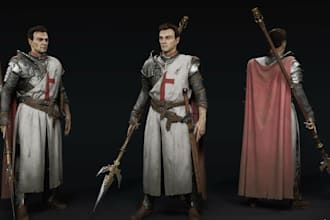 create a realistic 3d game character, 3d character model for games and film