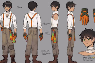 draw custom character reference sheet anime character sheet vtuber fursona