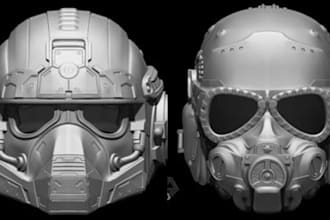 create 3d helmet, cosplay helmet, halloween costume, mask stl fie for printing