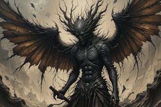 draw detailed dark art illustration metal album cover