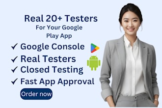 provide 20 testers for google console android app testing play store