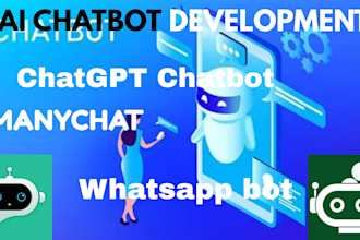 develop ai chatbot saas web app chatgpt tool open ai or manychat assistant