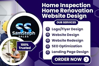 design home inspection website, home renovation, home repair landing page design