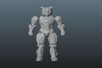 detailed sculpt 3d character model, action figure, statue, toy model, 3d print