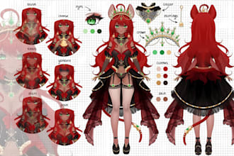 create anime vtuber character reference sheet art design vtuber oc ref sheet