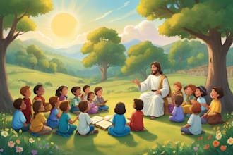 design christian bible themed illustration children story book illustration