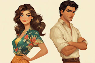 make a disney family couple cartoon portrait