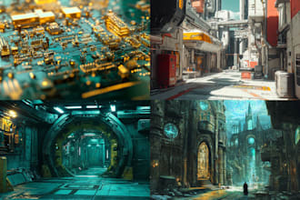 do a futuristic cyberpunk city and digital art illustration