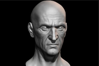 sculpt 3d face, 3d head bust model, 3d metahuman sculpture, 3d rigging, 3d face