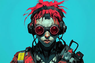 draw fantasy, sci fi, cyberpunk character art for you