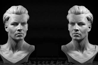 sculpt 3d head model, 3d head bust, 3d figure, and 3d character for 3d printing